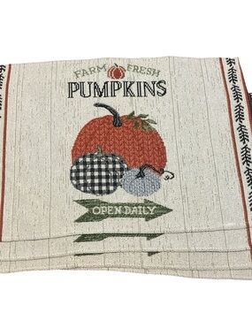 💟Set of 4 Fall Pumpkin Placemats Farmhouse Harvest Autumn Decor